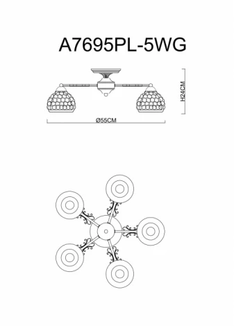 Потолочная люстра Arte Lamp Malina A7695PL-5WG