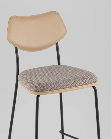 Стул полубарный Casey серо-коричневый с бежевой экокожей Stool Group арт.УТ000039576