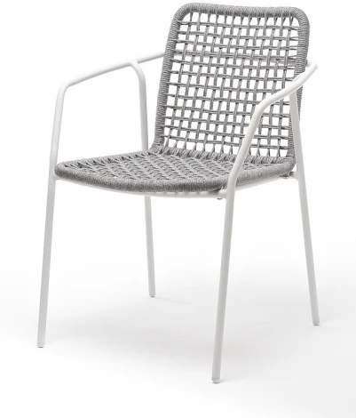 "Тунис" стул плетенный из роупа, каркас алюминий белый, роуп светло-серый 4SIS арт.УТ-00001725
