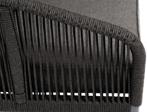 "Канны" кресло плетеное из роупа, каркас алюминий темно-серый (RAL7024) муар, роуп темно-серый круглый, ткань темно-серая 027 4SIS арт.УТ-00006613