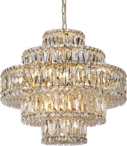 Подвесная люстра хрустальная Newport 8450 8459+6/C gold (220V, на цепи)