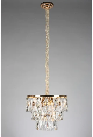 Подвесная люстра ярусная Omnilux 729 OML-72903-09 (220V, хрусталь, на цепи, круглые)