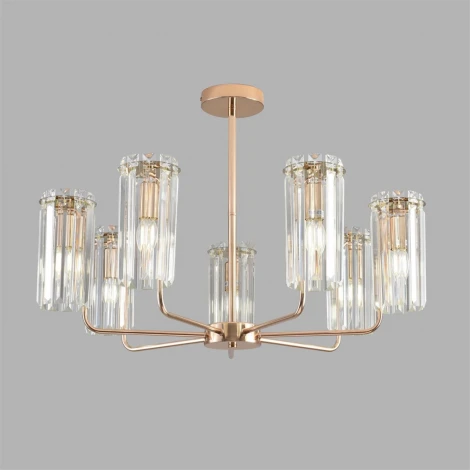 Потолочная люстра на штанге с хрустальными подвесками Lumion Favla 8347/7 золото/прозрачный, металл/хрусталь E14 7*40W 220V