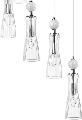 Потолочная люстра каскадная Lumion Emily 8268/7A хром/белый/прозрачный, металл/керамика/стекло Е14 7*40W 220V (на проводе)