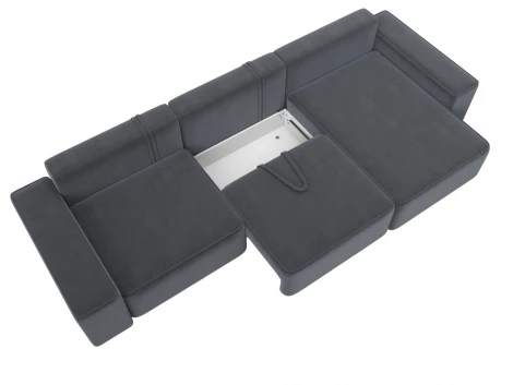 Диван угловой Лига-074 угол универсальный (ДСП/Пластик/Велюр/Серый) Лига Диванов 129863