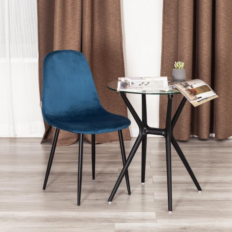 Стул Breeze/Бриз (мод. JSC-58)/2 шт. в упаковке велюр/металл, 44х53х86см, синий HLR63/черный (Комплект из 2 шт.) Tetchair 24485