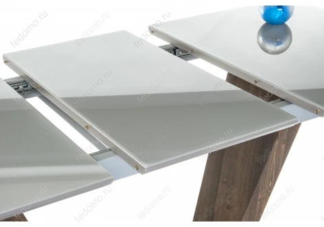 Стол на тумбе Woodville Петир серый / орех кантри 462089