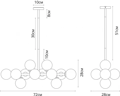 Потолочная люстра на штанге Arte Lamp Bolla-Piccolo A3988SP-12AB (220V, шарики, молекулы)