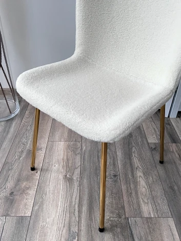 Стул RIYA UF992-01 Белый, teddy / золотой каркас М-City