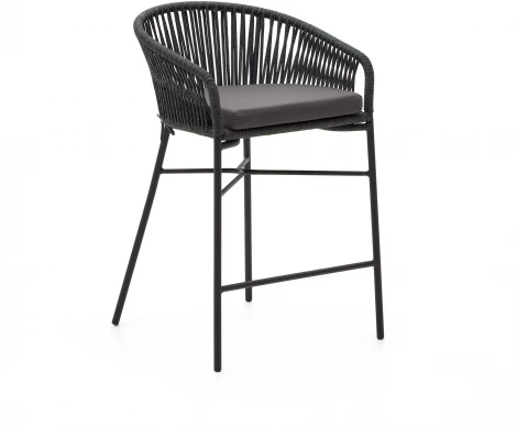 Веревочный полубарный стул Yanet черного цвета 65 см La Forma (ex Julia Grup) арт.114295