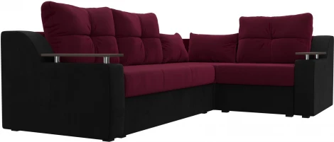 Диван угловой Кронос правый угол (Бордовый,Черный/Микровельвет) Лига Диванов арт.114621