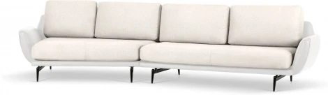 Диван Ispani угловой левый ОГОГО (арт.799390), (Ткань,Экокожа/Белый,Бежевый)