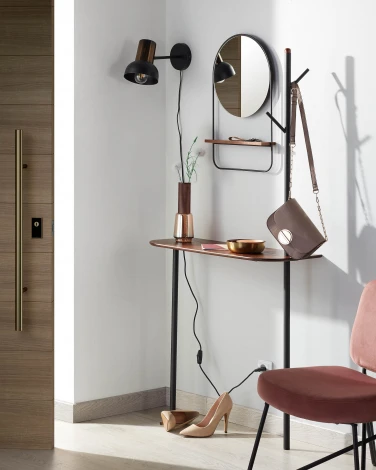 Консольный стол La Forma (ex Julia Grup) Marcolina (Черный/ МДФ,Дерево,Сталь,Шпон,Металл,Шпон дуба)