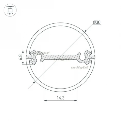 Профиль ROUND-D30-DUAL-2000 ANOD (Алюминий) 029114 Arlight