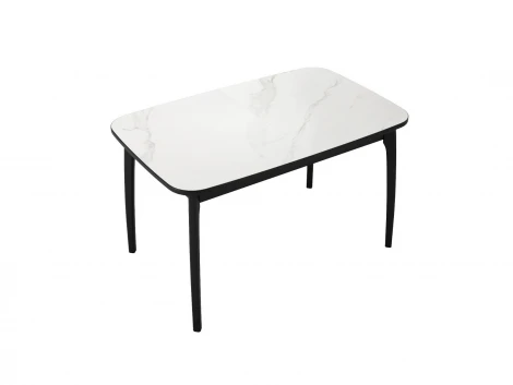 Стол DikLine MK15 Керамика Белый мрамор/подстолье черное/опоры черные арт.00-00079581