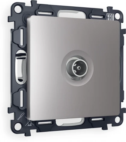 Комплект механизма Ambrella Volt TV розетки проходной ALFA MA513030 Сталь матовый 5-1000 MHz 4dB QUANT