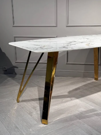 Стол обеденный IST-CASA Соар-2 F-1690,160х90х76 см, серо-золотая керамика/золото