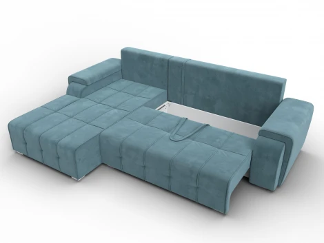 Диван угловой Лига-121 левый угол (ДСП,Брус,Велюр/Бирюзовый) Лига Диванов 137346L