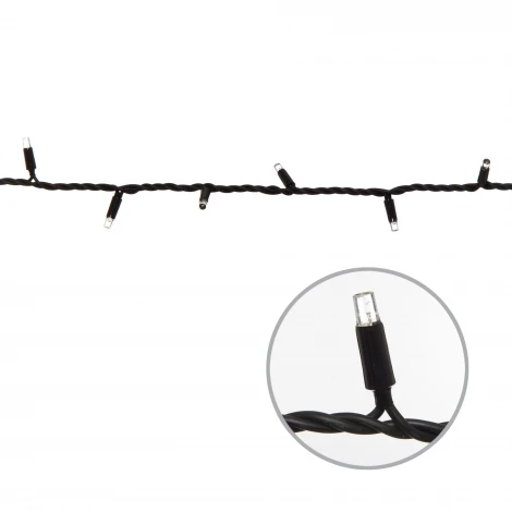 Гирлянда светодиодная 10м без вилки с эффектом мерцания, соединяемая, 100 светодиодов 6000K IP67 провод черный Uniel ULD-F90PRO S10M-100/TBK WH