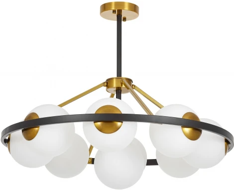 Потолочная люстра на штанге Lumina Deco Donzano LDP 8034-9 BK+WT (220V, шарики)