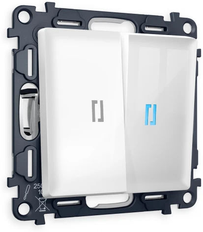 Комплект механизма Ambrella Volt 2-клавишного выключателя с подсветкой 10000K ALFA MA104020 Белый глянец QUANT