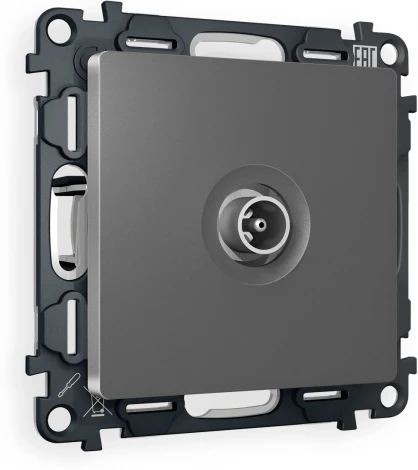 Комплект механизма Ambrella Volt TV розетки проходной ALFA MA663030 Антрацит серый 5-1000 MHz 4dB QUANT