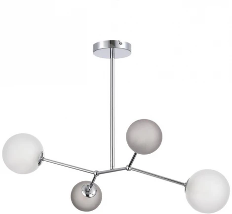 Потолочная люстра на штанге Evoluce Malte SLE1107-103-04 Хром/Белый, Серый G9 4*5W (220V, шарики)
