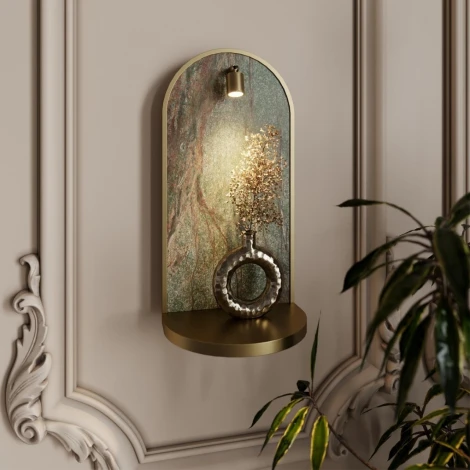 Настенный светильник светодиодный с полкой Odeon Light Giardino 7175/3WL темно-зеленый/бронза/мрамор/металл IP20 LED 3W 250Лм 3000K 220V