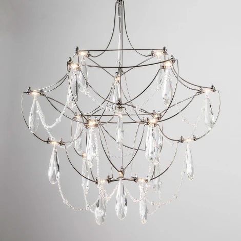 Подвесная люстра светодиодная хрустальная с пультом с регулировкой цветовой температуры Modelux MODELUX ML.5601.400P СН