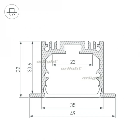 Профиль с экраном SL-LINIA49-F-2500 ANOD+OPAL (Алюминий) 020469 Arlight SL-LINIA