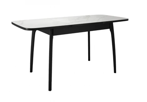 Стол DikLine MK40 Керамика Белый мрамор/подстолье черное/опоры черные арт.00-00079584