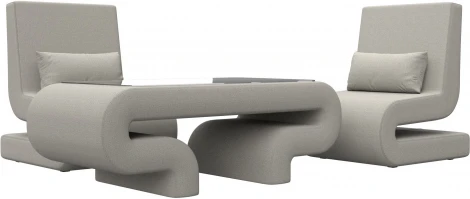 Набор Волна-3 (стол, 2 кресла) (Бежевый/Рогожка) Лига Диванов арт.125783