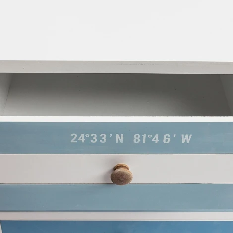 Тумба с 3 ящиками Mediterranean (mod. 63605) белый/голубой/черный (дерево павловния/мдф/металл)