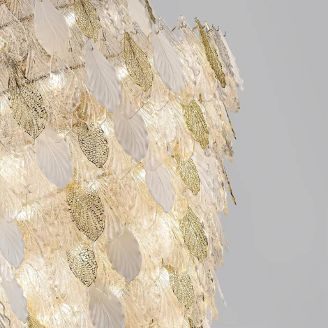 Подвесная большая люстра каскадная Odeon Light Lace 5052/86 золото/белый/прозрачный/металл/стекло/фарфор/металл E14 86*25W (220V, на цепи, лепестки)
