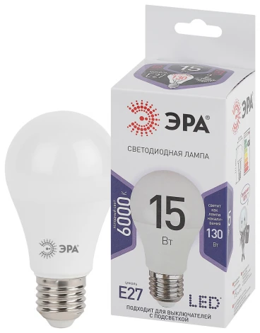 Лампочка светодиодная E27 15W ЭРА LED A60-15W-860-E27