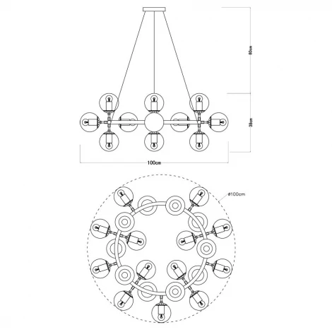 Подвесная люстра Arte Lamp Bolla A1664SP-25BK (220V, на тросе, шарики, молекулы)