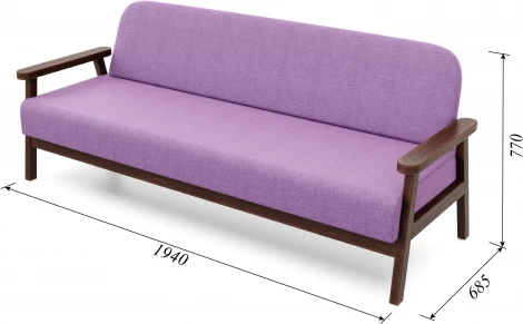 Диван Arsko прямой Флори Б орех рогожка фиолетовая