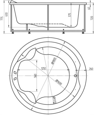 Акриловая ванна Акватек Аура вклеенный каркас