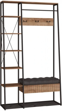 Готовая прихожая Mobi Гранд 15.124 дуб крафт табачный / кожзам HOLST Black 535380