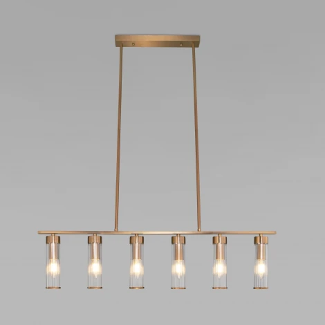 Потолочная люстра Wi-Fi на штанге Eurosvet Oriens 60166 латунь (220V, управление смартфоном, голосовое управление, умный дом - Minimir Home, Алиса, Маруся, Салют)