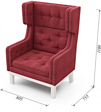 Кресло Arsko Айверс Хай Беленый дуб шенилл красный