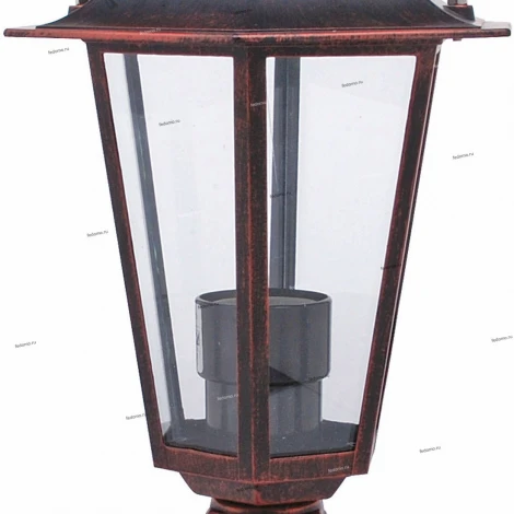 Столб уличный Horoz Erguvan, 1 плафон, медь с черным и прозрачным