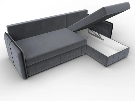 Диван угловой Лига-078 угол универсальный (ДСП/Пластик/Велюр/Серый,Черный) Лига Диванов 130989