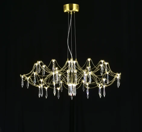Подвесная люстра светодиодная с пультом и хрустальными подвесками Asfour MyFar Ersilia MR2662-60P-76AP