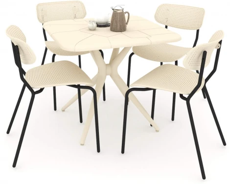 Обеденная группа SHT-DS128 бежевый/черный муар Sheffilton 8639547701