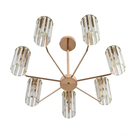 Потолочная люстра на штанге с хрустальными подвесками Lumion Favla 8347/7 золото/прозрачный, металл/хрусталь E14 7*40W 220V