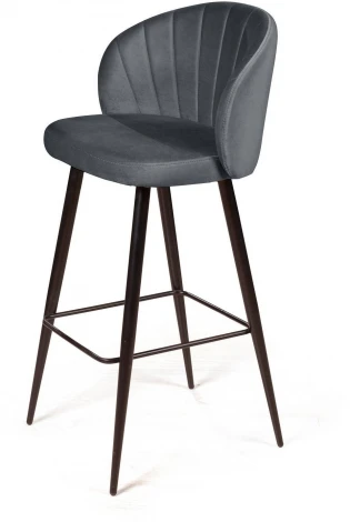 Стул барный Mont Blanc, бархат светло-серый 26 / черный конус Top Concept арт.18475