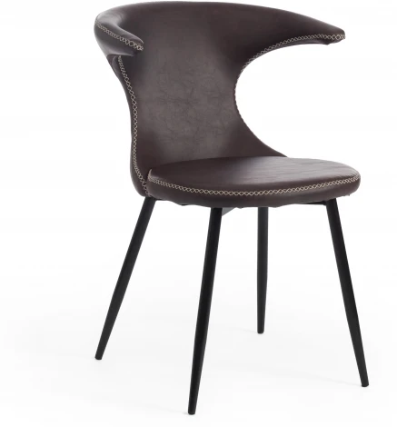 Обеденный стул Tetchair FLAIR (Экокожа,Металл/Коричневый,Черный ) 19082
