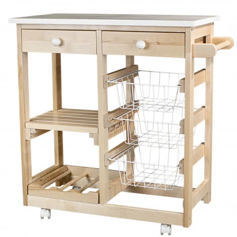 Тумба с баром и корзинами белый/лак Mebelik 008479