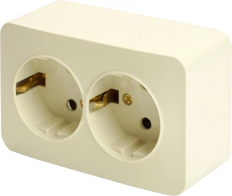 Розетка двойная с заземлением (слоновая кость) Stekker София 49497
